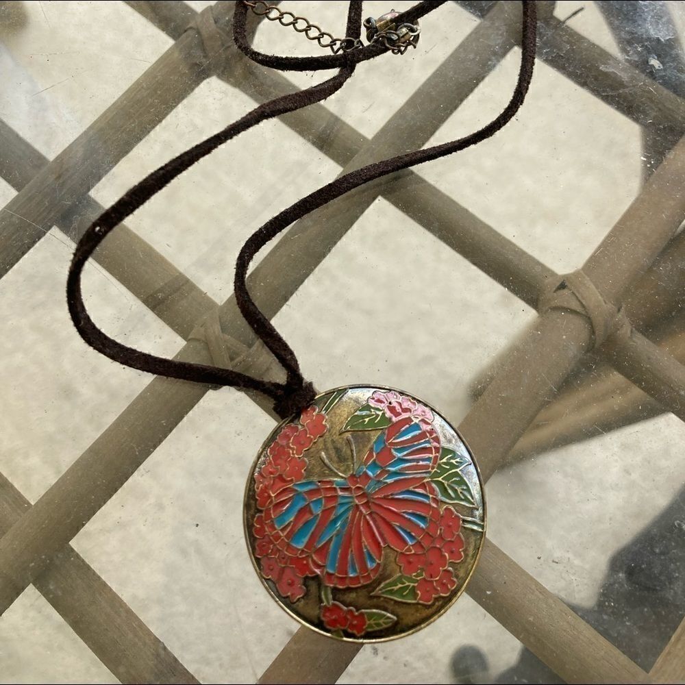 Boho Butterfly Rope Suede Metal Necklace